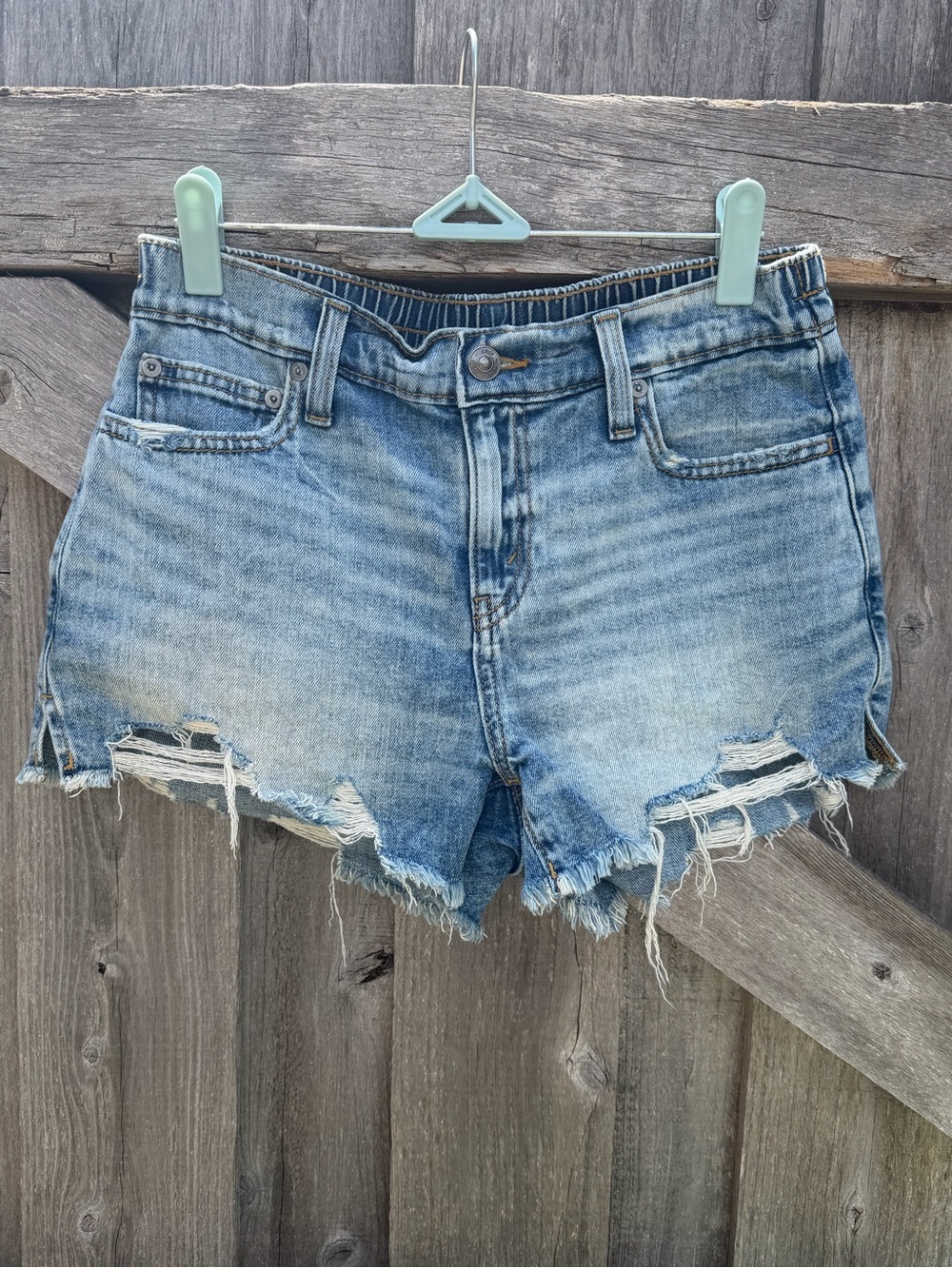 Aerie Distressed Denim Shorts Size XS High Rise Cutoff